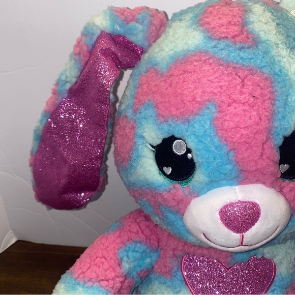 Build A Bear Spring Bunny Rabbit Blue Pink Tie Dye Pink Sparkly Ears Plush 17" - Picture 2 of 11